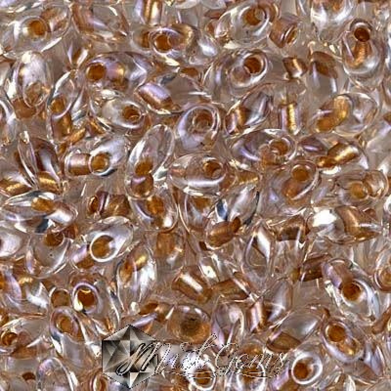Long Magatama LMA 1522 Sparkle Honey Beige Lined Crystal