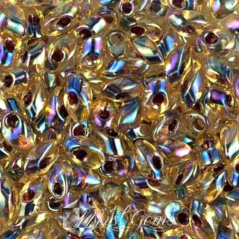 Long Magatama LMA 2161 Garnet Lined Transp Light Topaz