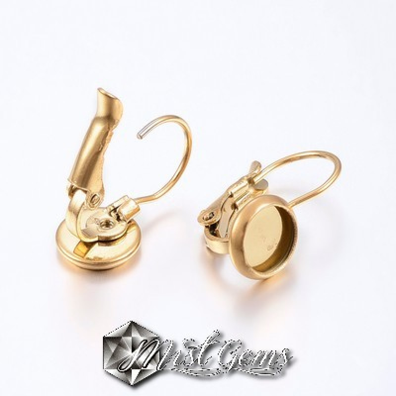 Baza Cercei Aurii Inox ptr Cabochon 14mm 