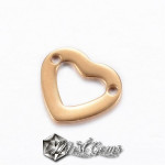 Element de legatura din inox,inima,culoare auriu,10X11mm