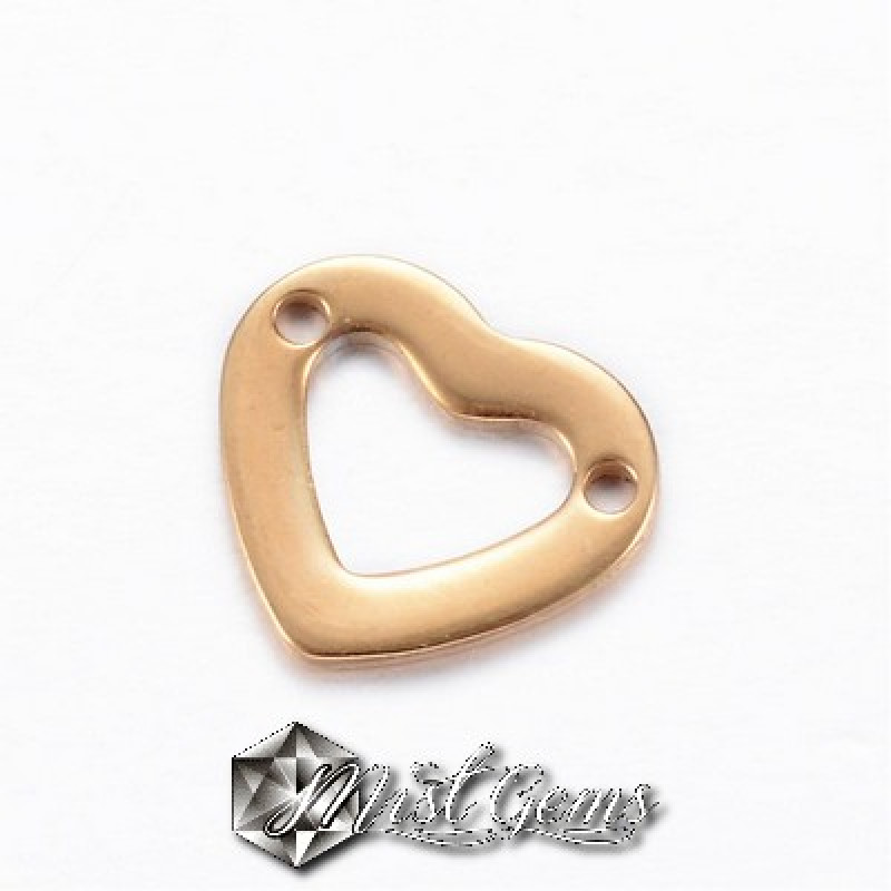 Element de Legatura din Inox,Inima,Aurie,10X11mm 