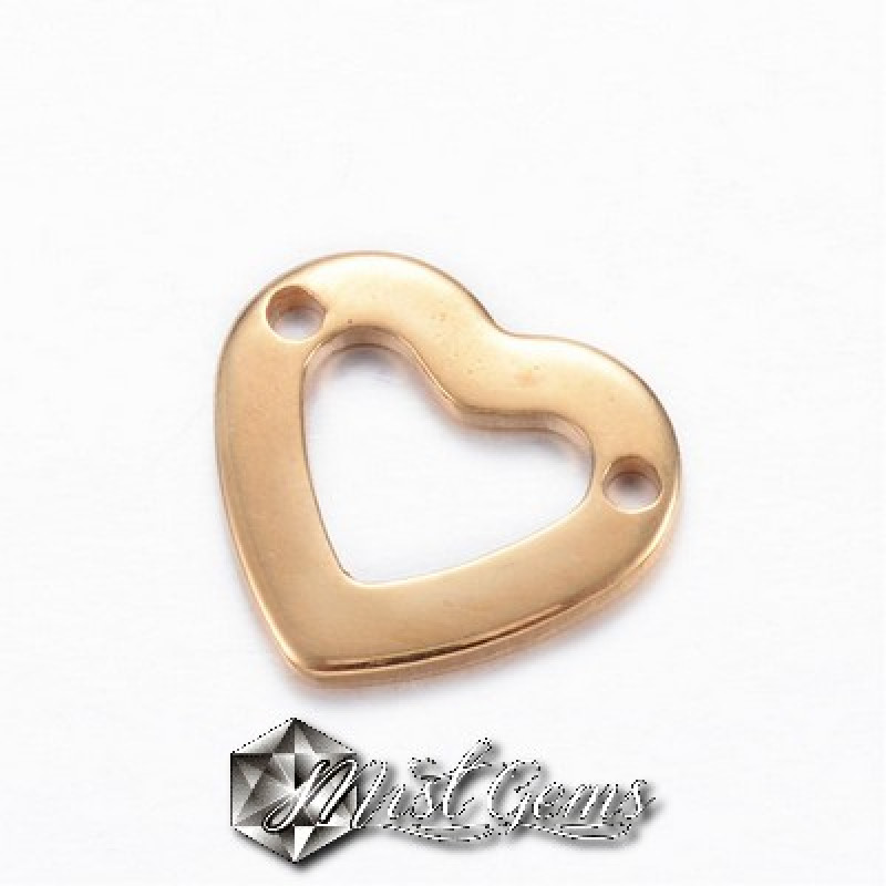 Element de Legatura din Inox,Inima,Aurie,10X11mm 