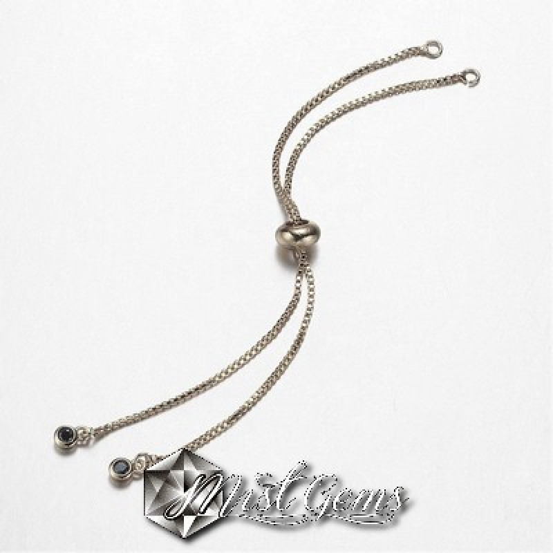 Baza confectionat bratari,slider,argintiu cu cubic zirconia negru 