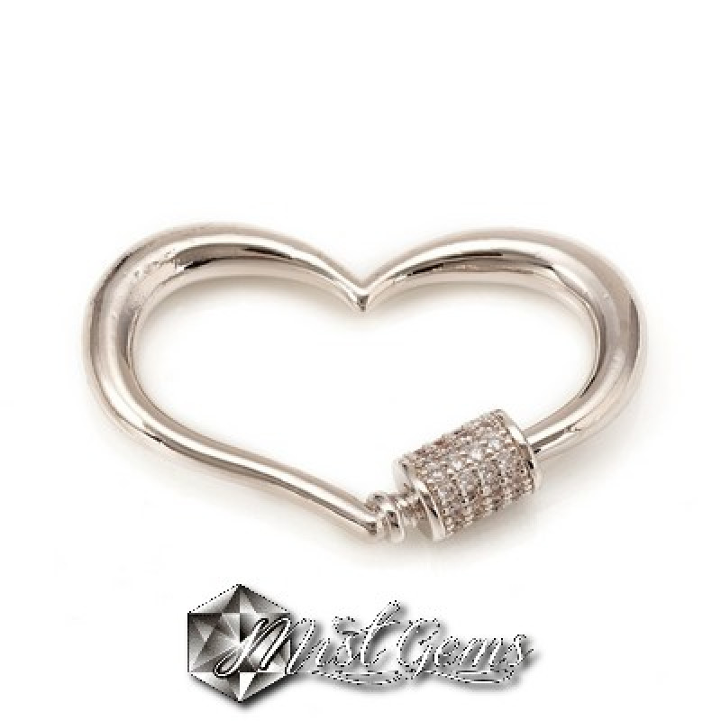Inchizatoare cu filet placata cu platina si cubic zirconia-inima