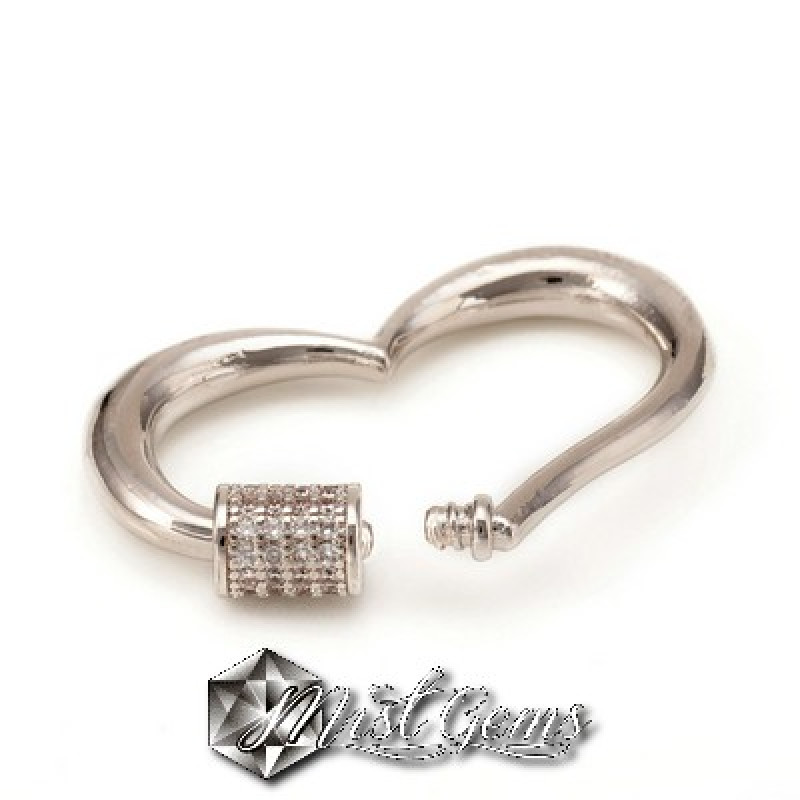 Inchizatoare cu filet placata cu platina si cubic zirconia-inima