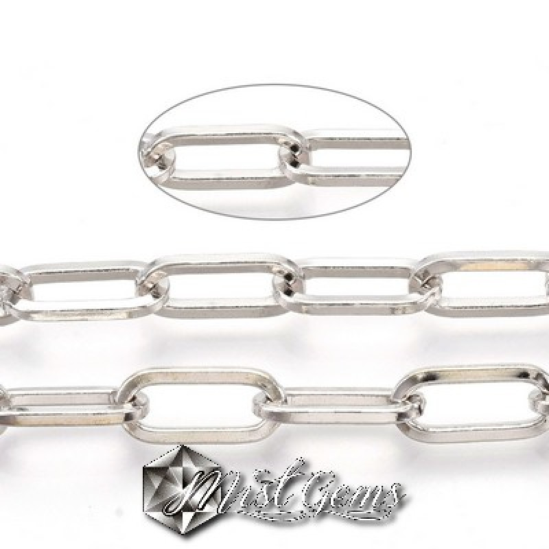 Lant cu zale supradimensionate-12.5mm despicate argintiu-0.5m
