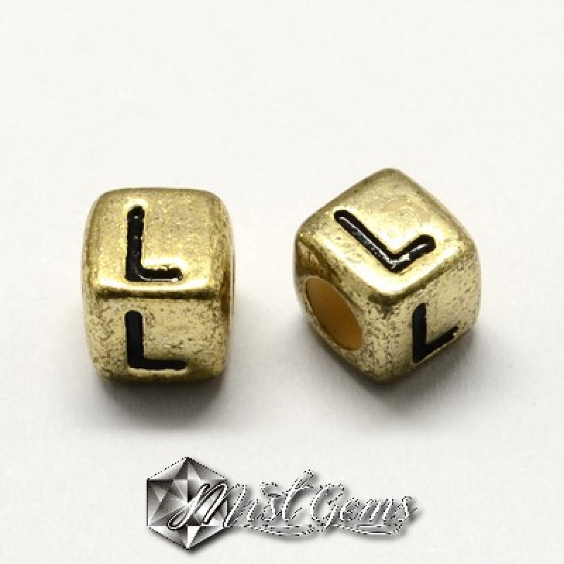 -La alegere-Margele acrilice,inscriptionate cu litere,cub 6mm MAC 049-10 buc