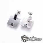 Set Cercei si Pandant din Inox cu Email Negru