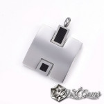 Set Cercei si Pandant din Inox cu Email Negru