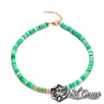 Set Colier si Bratara din discuri lut polimeric verde