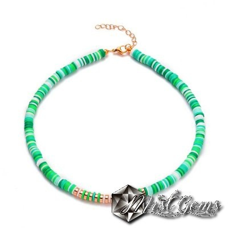 Set Colier si Bratara din discuri lut polimeric verde