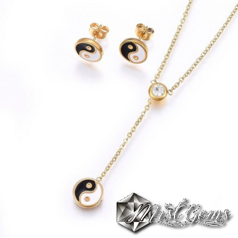 Set Colier Inox cu Pandant si Cercei Yin Yang
