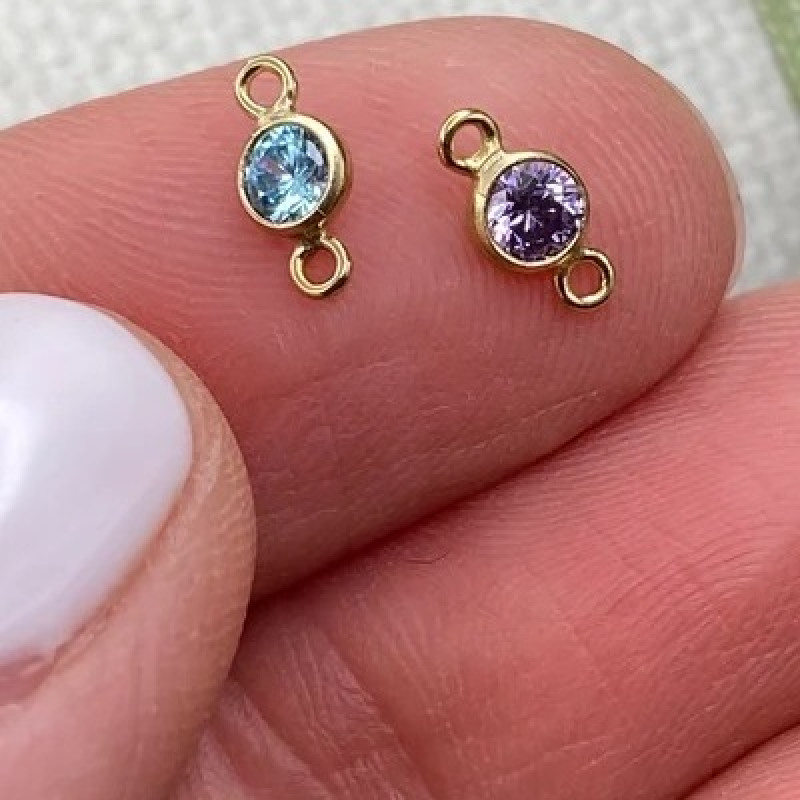 Conector cu Cubic Zirconia Aqua Gold Filled -5mm-1buc