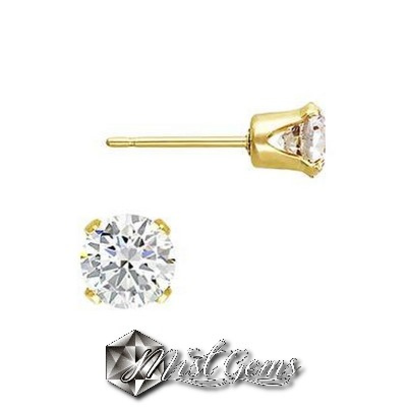 Baza Confectionat Cercei Surub cu Cubic Zirconia-Gold Filled-4mm -1per.