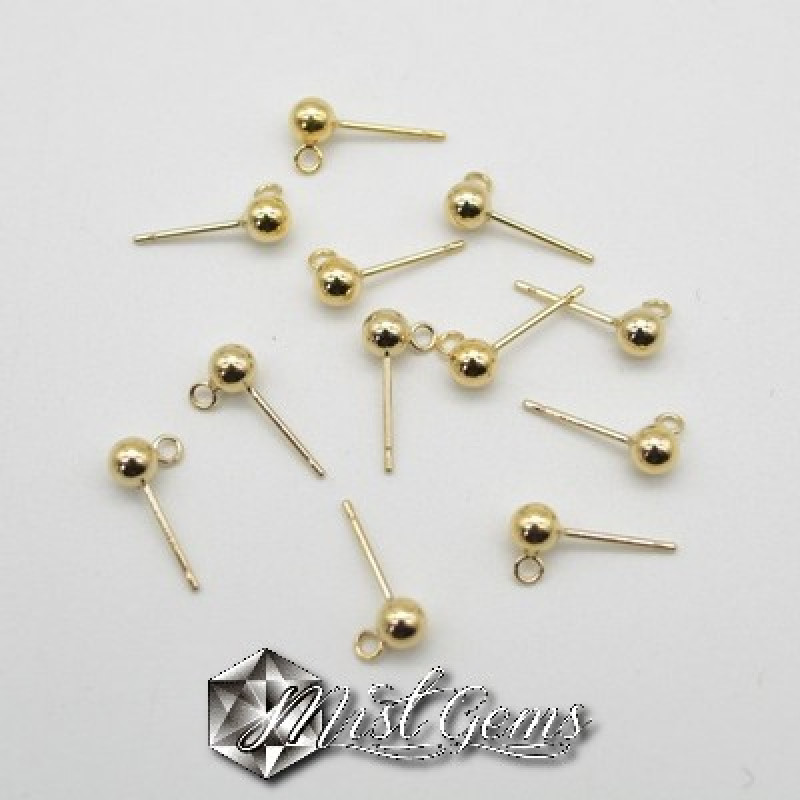 Baza Confectionat Cercei Bila cu Surub-Gold Filled-4mm -1per.