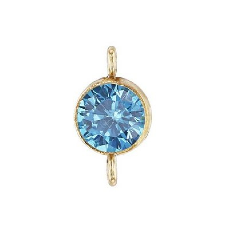 Conector cu Cubic Zirconia Aqua Gold Filled -5mm-1buc