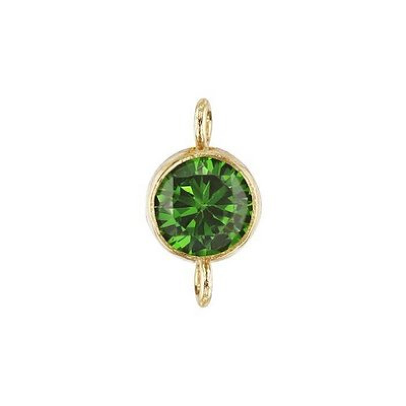 Conector cu Cubic Zirconia Verde Gold Filled -4mm-1buc