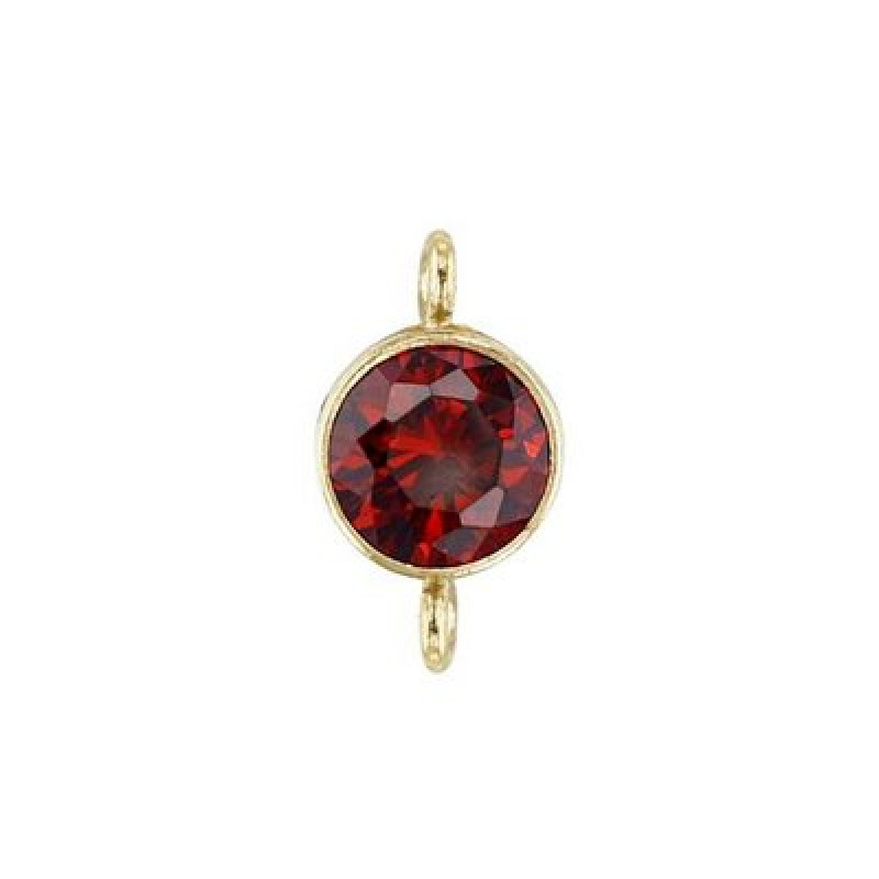 Conector cu Cubic Zirconia Rosu Gold Filled -4mm-1buc