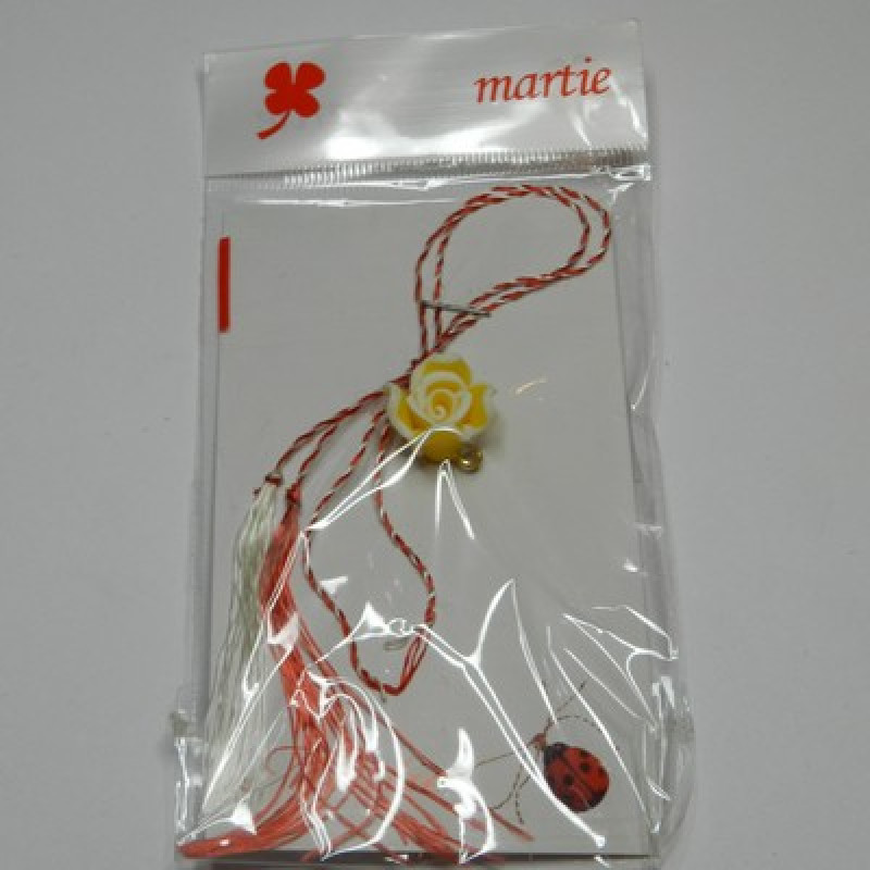 Martisor Trandafir Colorat cu Margine Alba din FIMO-30 buc