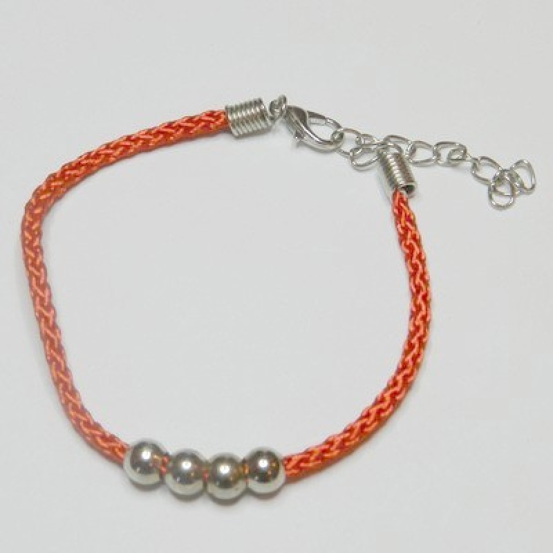 Bratara Martisor-Snur-Rosu cu Bile-17cm.-10buc