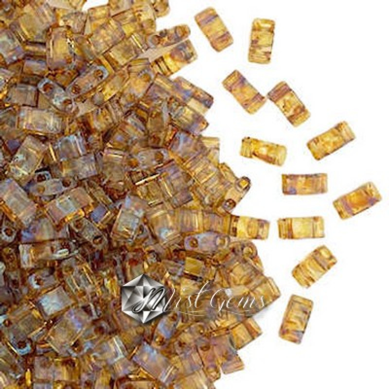 Miyuki Half-Tila 4501-Half Tila Beads Transparent Picasso Safron-HTL4501