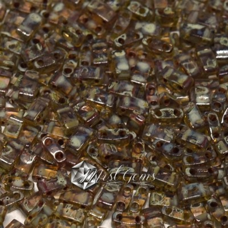 Miyuki Half-Tila 4505-Half Tila Beads Transparent Picasso Light Smoky Topaz-HTL4505