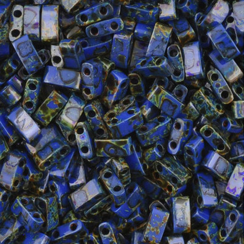 Miyuki Half-Tila 4518-Opaque Picasso Cobalt-HTL4518