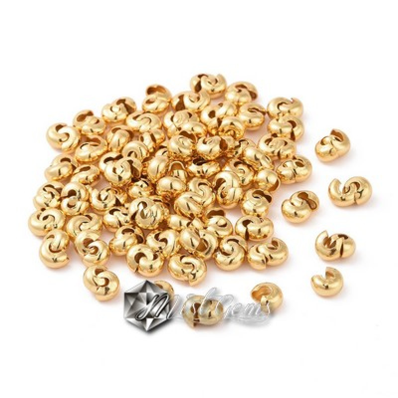 Acoperitoare de nod din inox placata cu aur 18k-3mm-20buc