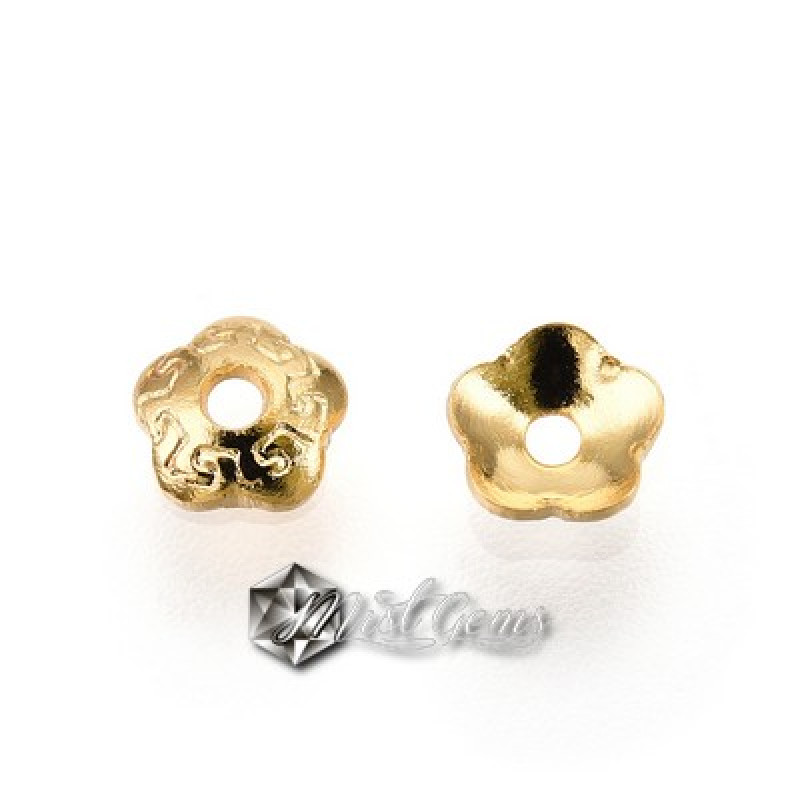 Capac inox placat cu Aur 18k-4mm-floare-20 buc.