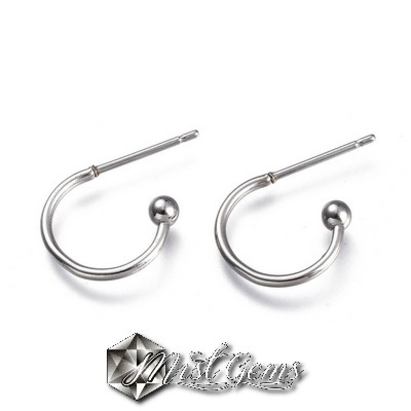 Baza cercei inox semicerc argintiu 12.5mm