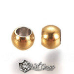 Margele din Inox,placate in vacuum,aurii-3X2mm -20 buc.