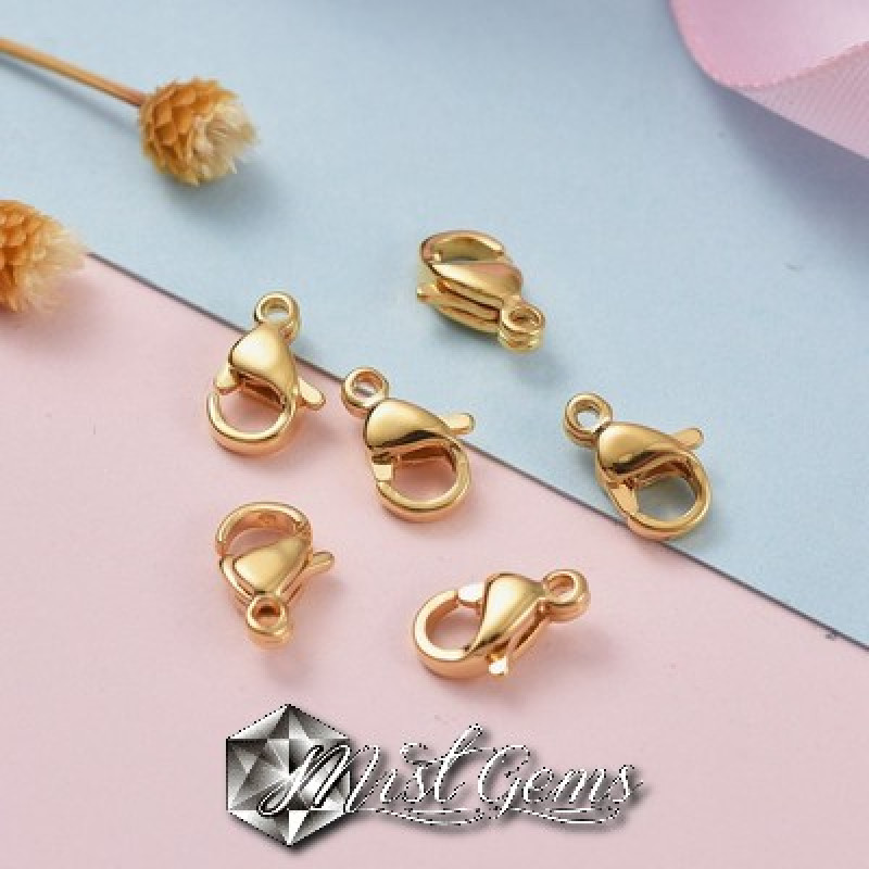 Inchizatoare lobster inox auriu 9x6mm,placata cu aur 24k