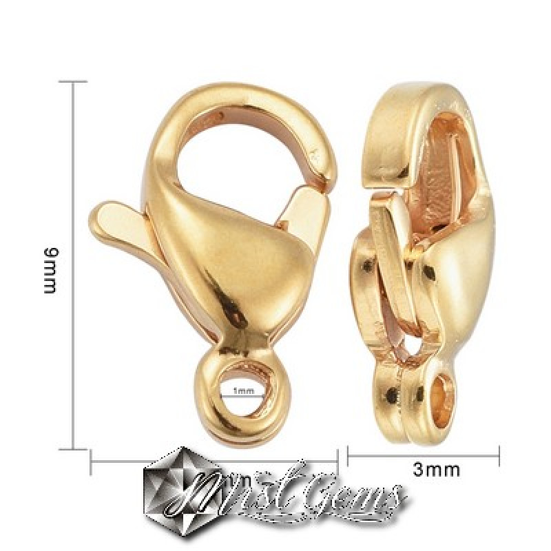Inchizatoare lobster inox auriu 9x6mm,placata cu aur 24k