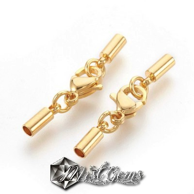 Set Inchizatoare Lobster cu Terminatii Inox Auriu pentru Snur 2mm