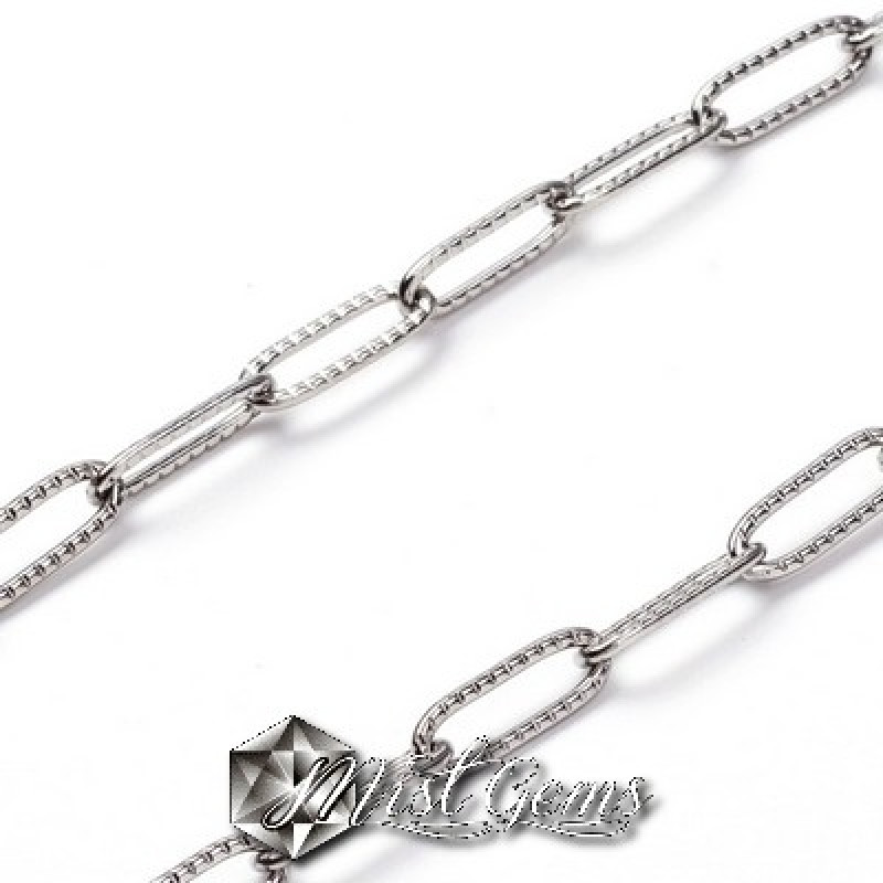 Lant argintiu cu zale sudate  crestate din inox -0.5m