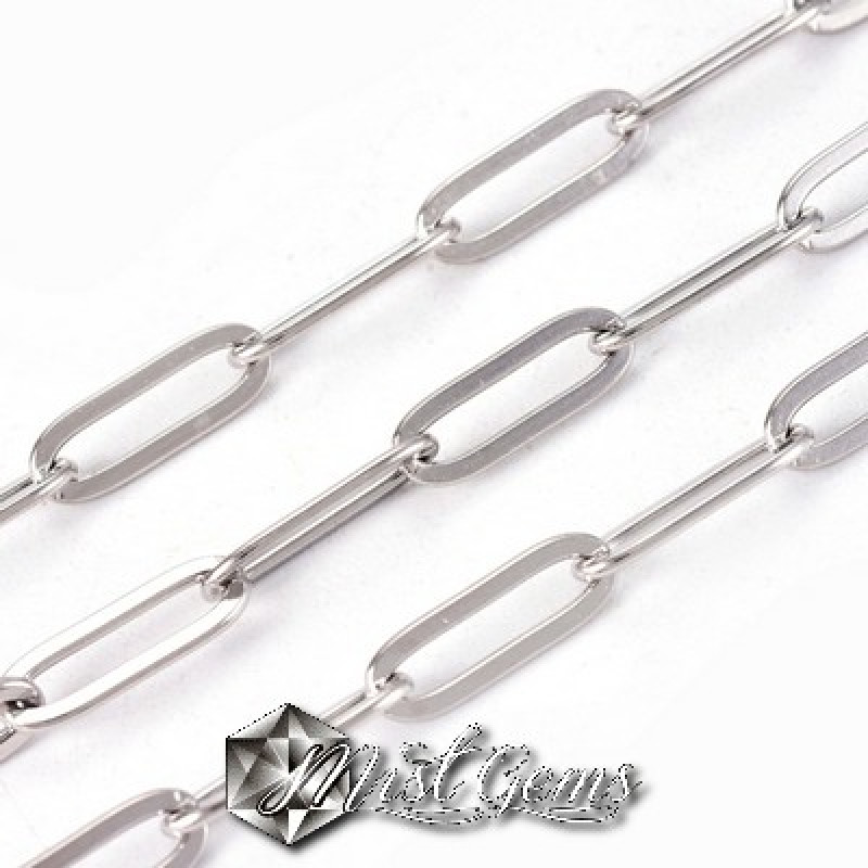 Lant argintiu cu zale sudate  tesite din inox -0.5m
