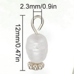 Pandant cu Perla din Inox Placat cu Argint -12mm-2 buc