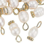 Pandant cu Perla din Inox Placat cu Aur 18k -12mm-2 buc