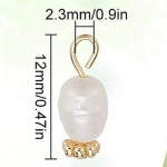 Pandant cu Perla din Inox Placat cu Aur 18k -12mm-2 buc
