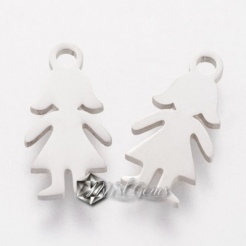 Pandant - din inox "Silueta Fetita" -14x7.2x1mm 