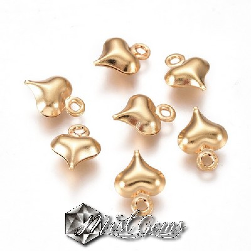 Pandantiv Inima 3D din Inox  Auriu 8.5x6mm-4 buc