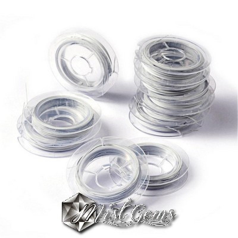 Sarma otelita insirat margele acoperita cu nylon 0,45mm alb (Tiger Tail Wire)-aprox.10m/rola