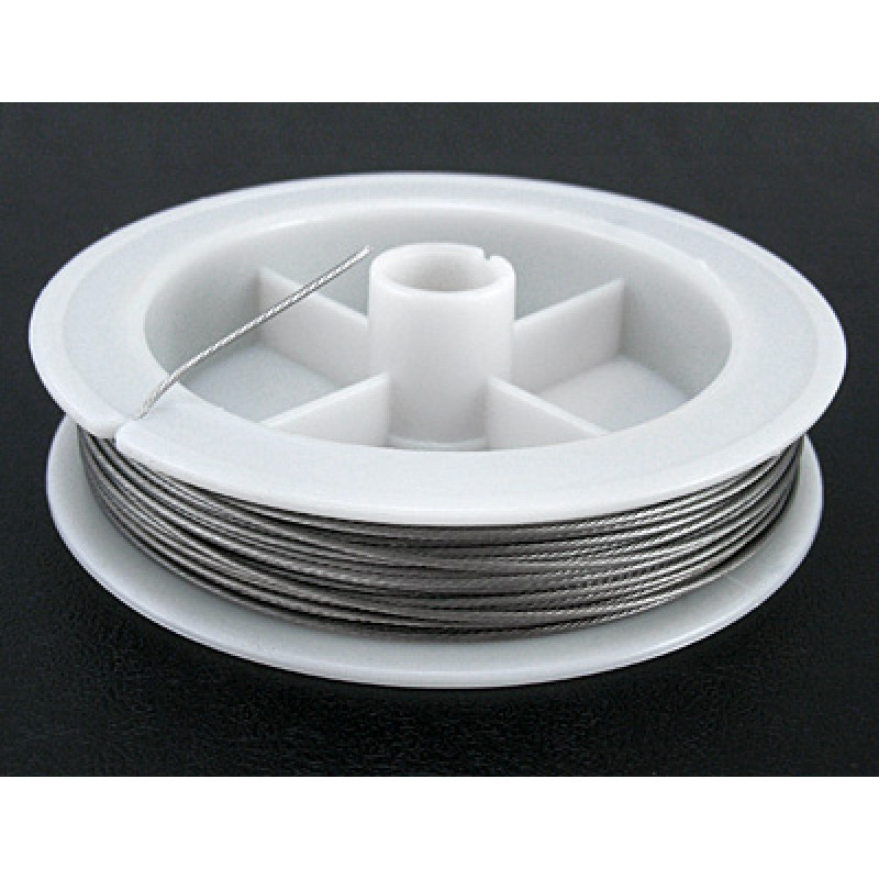 Sarma otelita insirat margele acoperita cu nylon 0,3mm argintiu nichel  (Tiger Tail Wire)-50m