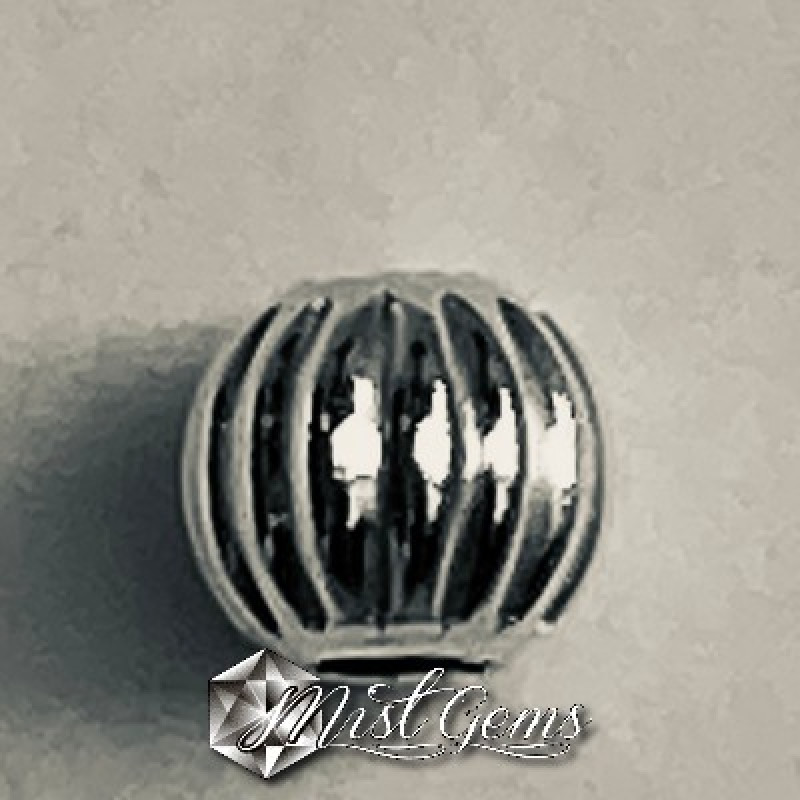 Sfere (Bile) Striate din Argint 925-3.0mm,Gaura 1.2mm -10buc