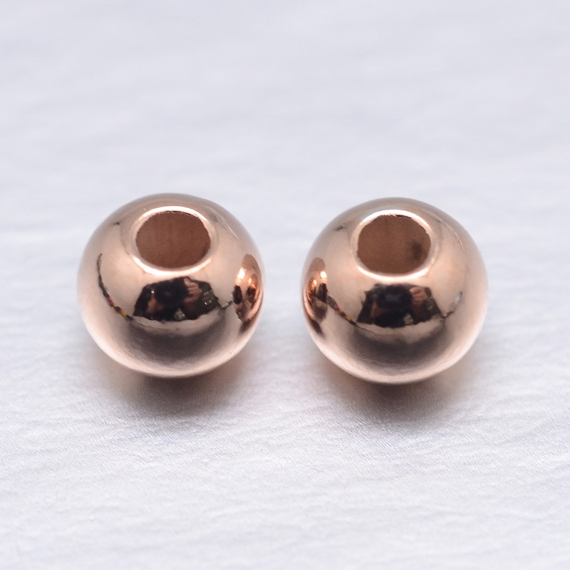 Sfere (Bile) din Argint 925-2.0mm,placate cu aur roz 18k,Gaura 0.7mm -10buc