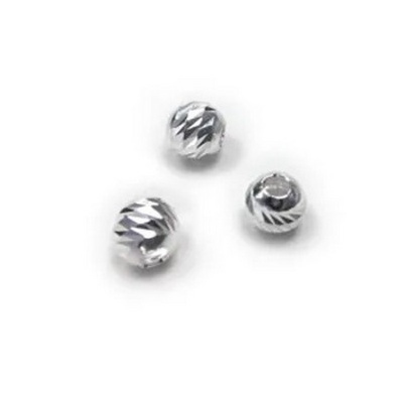 Sfere (Bile) din Argint 925 Diamond Cut-4.0mm Gaura 1,5mm-10buc
