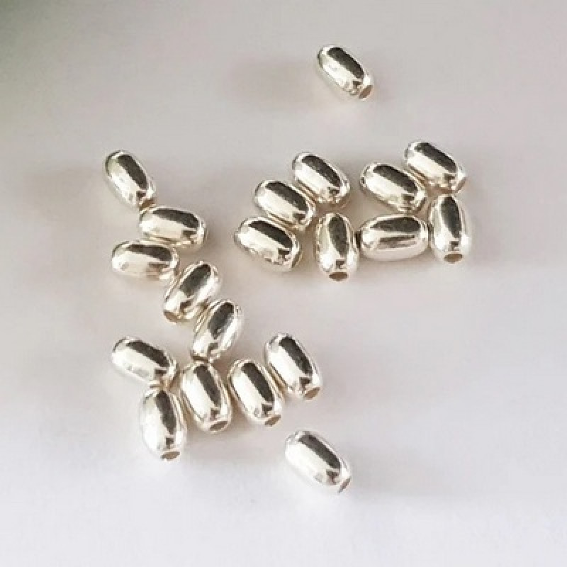 Margele Ovale din Argint 925-3X4mm,Gaura 1,3mm -10buc