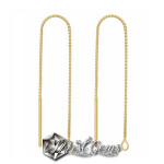 Baza Confectionat Cercei din Argint 925 placat cu Aur 18k-Lant Cubic-68mm -1pereche