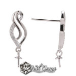 Baza Confectionat Cercei din Argint 925-Arabesque-cu Cubic Zirconia-22X6.5mm -1pereche