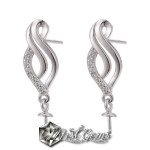 Baza Confectionat Cercei din Argint 925-Arabesque-cu Cubic Zirconia-22X6.5mm -1pereche